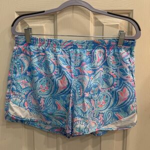 Lilly Pulitzer Luxletic Shorts with Blue and Pink Accents Sz. M